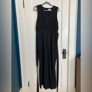 Pepaloves black, belted, wide-leg jumpsuit, size L